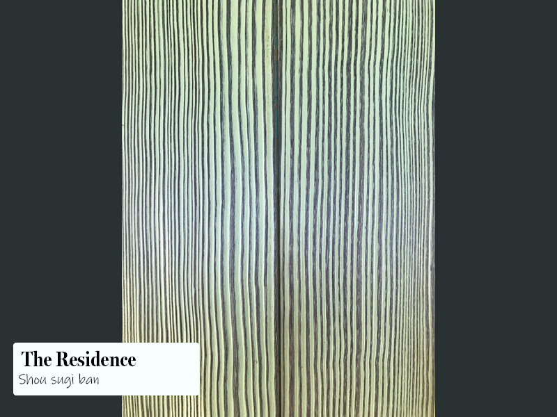 The Residence shou sugi ban close