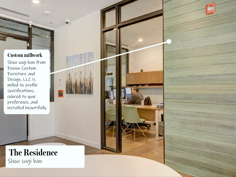 The Residence shou sugi ban wall
